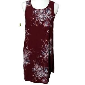 Maurices Womens SZ Medium Burgundy Floral Shift Dress Summer Spring Sleeveless